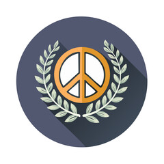 Peace Symbol with Olive Branches on Circle Flat Design Peace and Freedom Concept