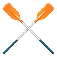 Crossed paddles illustration orange oars for kayaking canoeing or rafting active watersport equipment icon adventure
