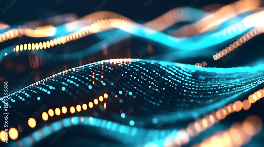 Poster dynamic wave of illuminated particles in abstract space