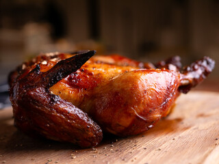Crispy Roasted Whole Chicken Close-Up.