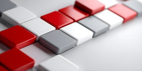 Colorful Piano Keyboard with Red  White  and Gray Keys