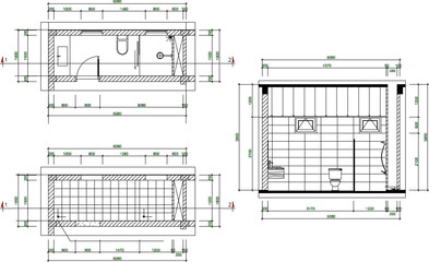 silhouette sketch vector illustration of bathroom building floor plan design