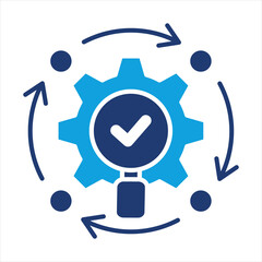 Process Control Flat Blue Icon Vector Illustration