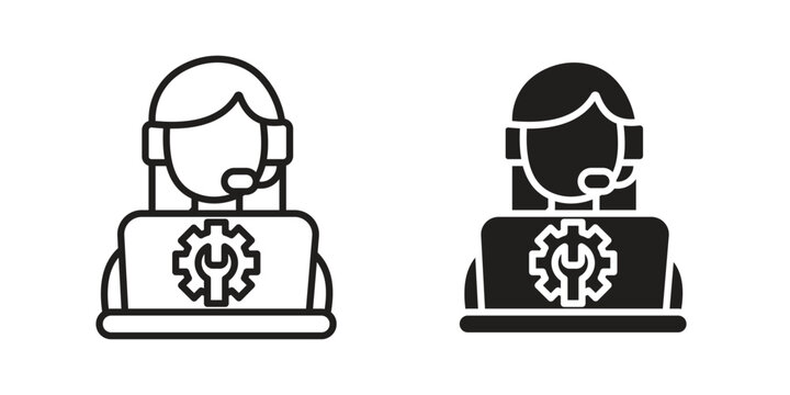 Tech support icon for web designs. editable pictogram.
