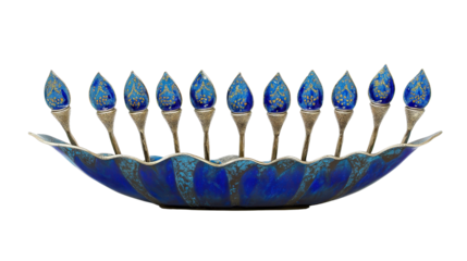 Hanukkah menorah table decoration, Transparent background, PNG file