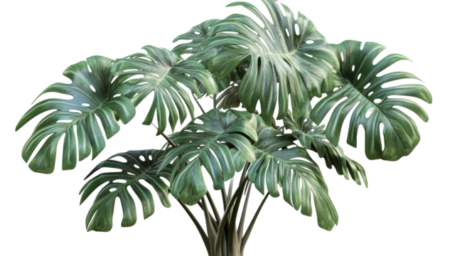 Large tropical tree with broad leaves,Transparent background, PNG file