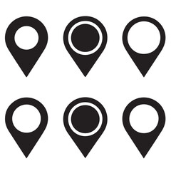 Location Pin Icons Black set vector silhouettes Collection
