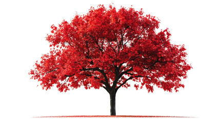 Maple tree with bright red autumn leaves,Transparent background, PNG file