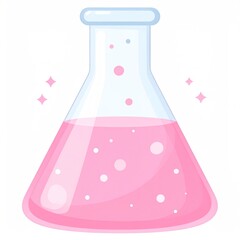 Pink Liquid Inside Transparent Laboratory Flask With Bubbles and Sparkling Decoration