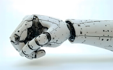 Futuristic robotic hand forming a fist