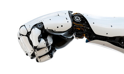 Futuristic robotic hand forming a fist