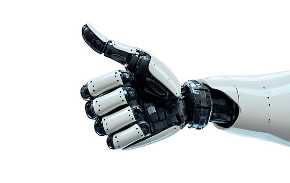 Futuristic robotic hand giving thumbs up - Powered by Adobe