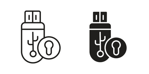 Obraz premium Pendrive security icon for web designs. editable pictogram.