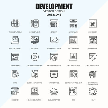 Development Vector Design Line Icons