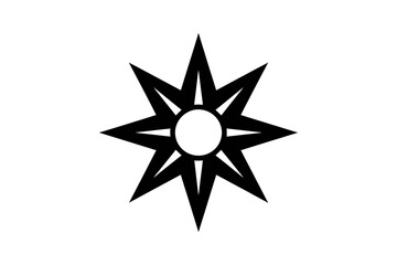 Obraz premium Black star with eight points and oval in the center