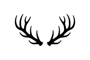 Obraz premium Silhouette of deer antlers isolated on white space