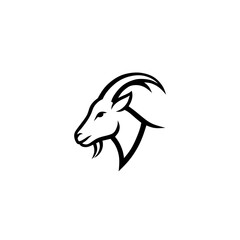 Elegant goat head logo - clean minimalist vector design for brand identitiy and mascot 