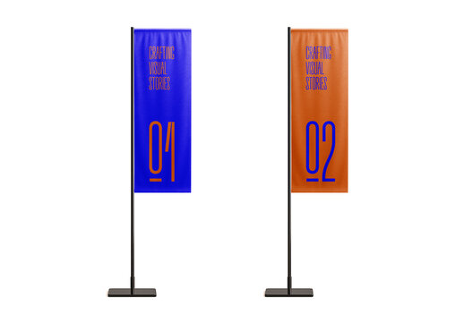 Vertical Fabric Flag Mockup with Bold Contrast on White Background &ndash; Minimal Display