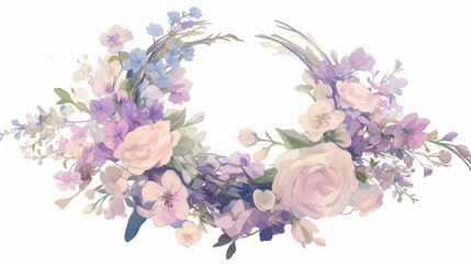 カラフルな花のフレームイラスト素材