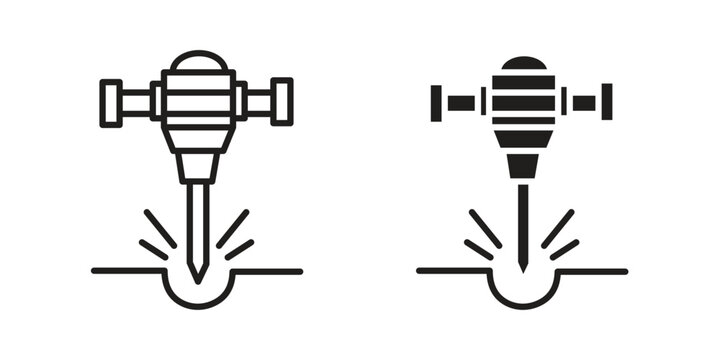 Hydraulic breaker icon for web designs. editable pictogram.