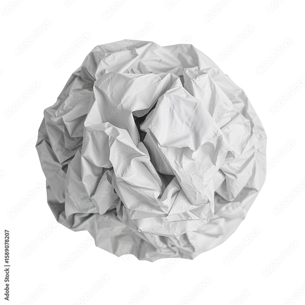 Aufkleber isolated crumpled paper ball with intricate folds floating in a void setting