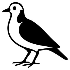 A clean and minimalist black and white vector illustration of a pigeon. Ideal for use in logos, signage, wildlife graphics, or nature-themed branding.