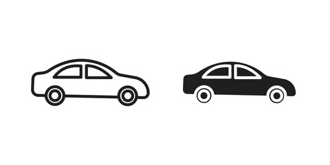 Compact car icon for web designs. editable pictogram.