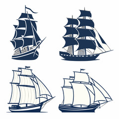 set of sailing ships