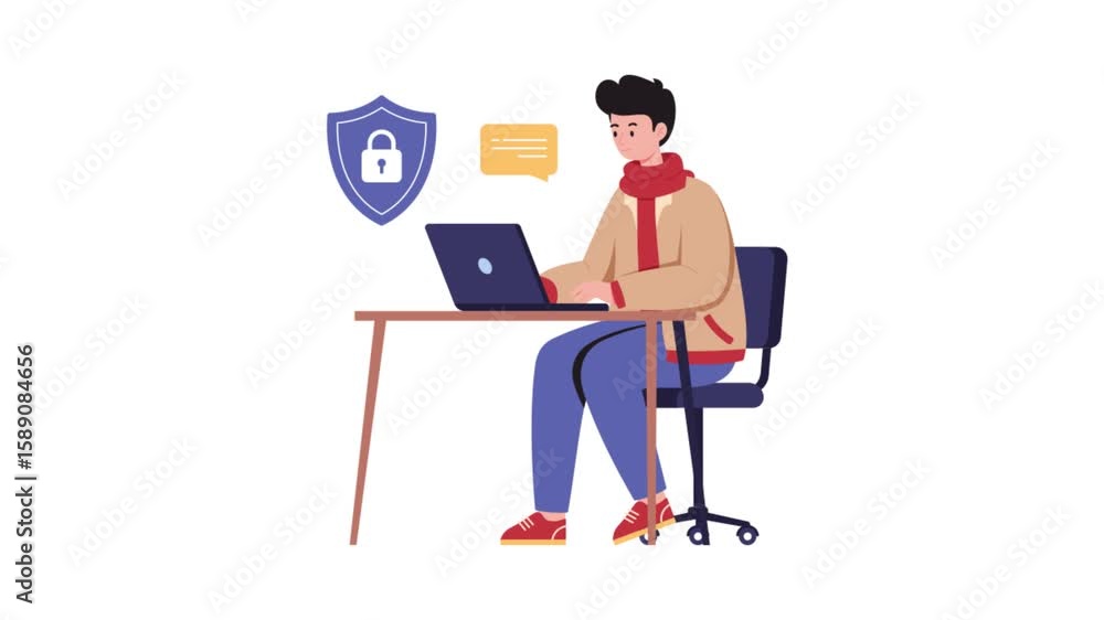 Aufkleber cyber security and data protection video animated mp4 file