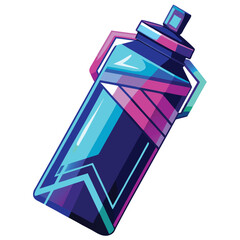 Vibrant geometric water bottle with neon accents