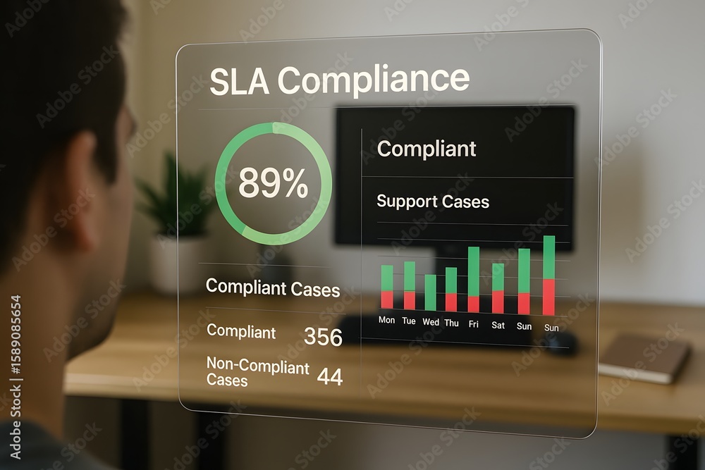 Poster sla compliance dashboard visualization for business performance and support case management analysis