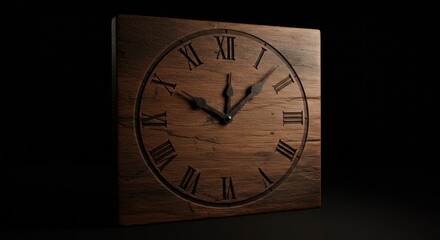 Elegant wooden square clock with Roman numerals, a symbol of timelessness and craftsmanship