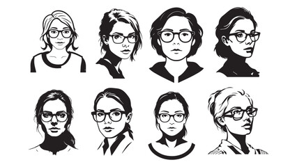 Woman with Glasses Silhouette Vector Illustration for Style, Identity, and Modern Character Concepts