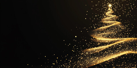 A minimalistic Christmas Tress made of glowing particles and the magic of Christmas with copy space.