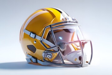 Fototapeta premium Brightly colored football helmet with a sleek design, showcased on a clean surface, emphasizing its features
