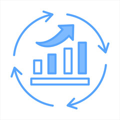 Continuous Improvement Blue Icon Vector Illustration