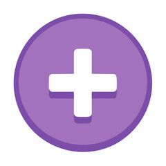 Obraz premium Lilac Circle with White Plus Sign for Add, Math, Medical, or Addition Icon Concepts