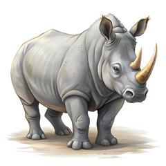 Obraz premium Detailed illustration of a majestic white rhinoceros standing proudly depicting strength and grace