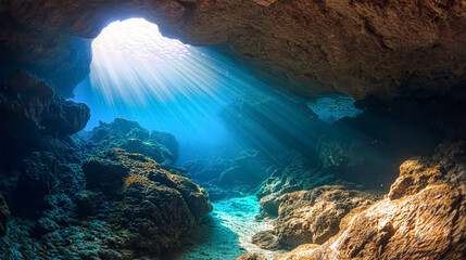 Obraz premium Tranquil underwater scene with copy space.