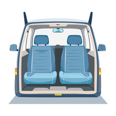 Interior view of a modern van or minivan with back seats visible.