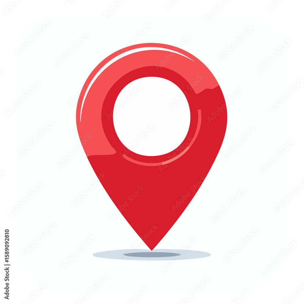 Poster bright red location pin pointing to destination for map mobile navigation concept
