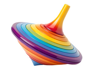 Vibrant Rainbow Wooden Top Spinning Toy, Playful Design