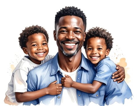 Digital portrait of a father and two sons