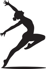 Silhouette of a gymnast isolated on white background