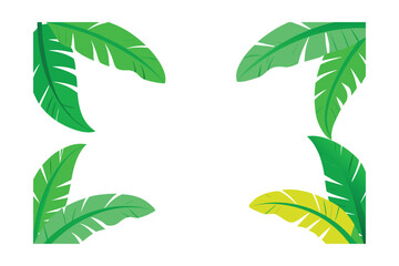 Watercolor Frame Of Vibrant Tropical Banana Leaves