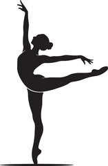 Silhouette of a gymnast isolated on white background