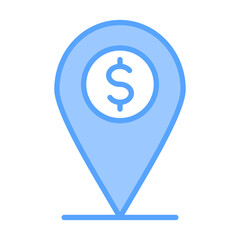 Money Location Blue Icon