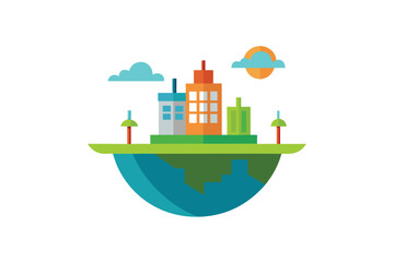 Renewable City Cluster On A Floating Planet Surface