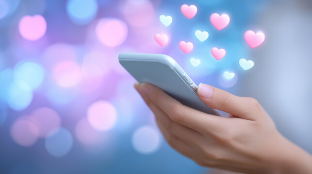 Smartphone in Hand with Social Media Icons on Soft Pastel Background