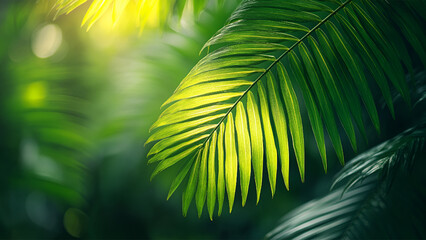 Lush Green Palm Frond in Sunlight